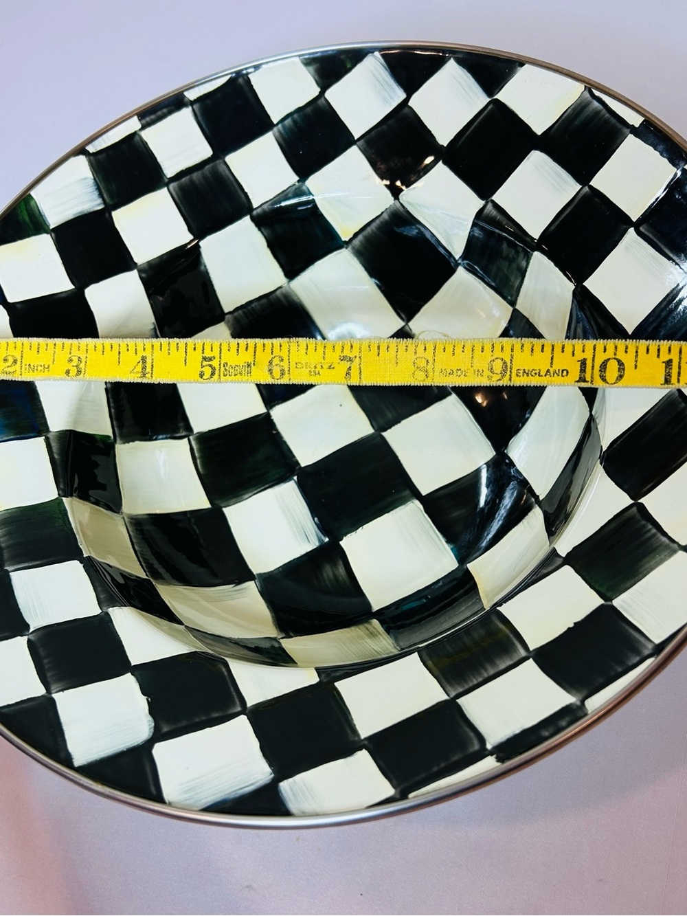 Mackenzie Childs Courtly Check Large 12” Enamel Serving Bowl - Picture 7 of 7